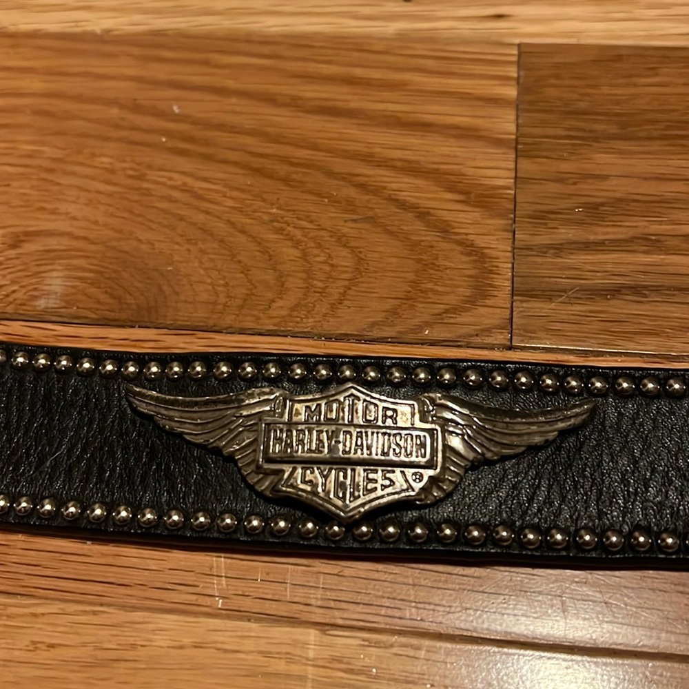 Harley-Davidson Black Leather Belt with Silver Accents